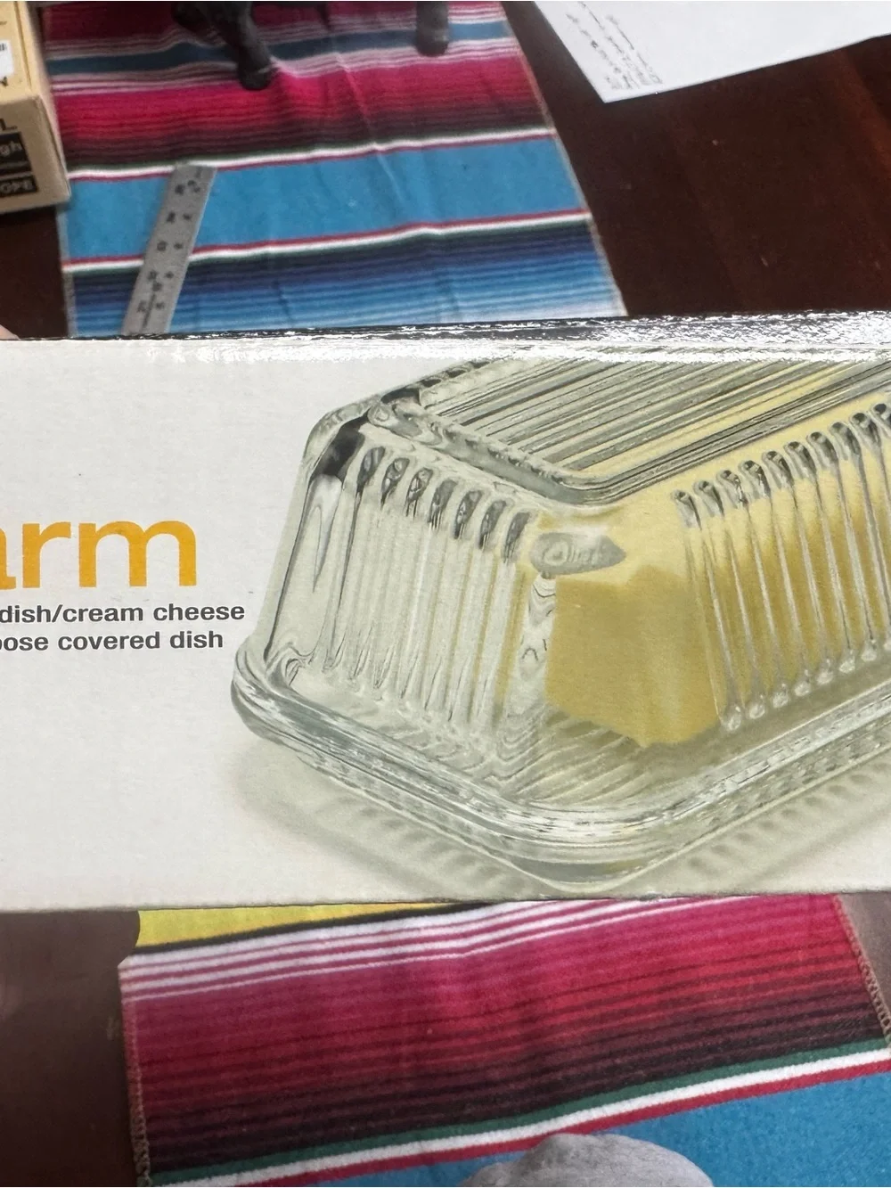 Circleware Kitchen Clear Glass Butter Dish - Farm Collection